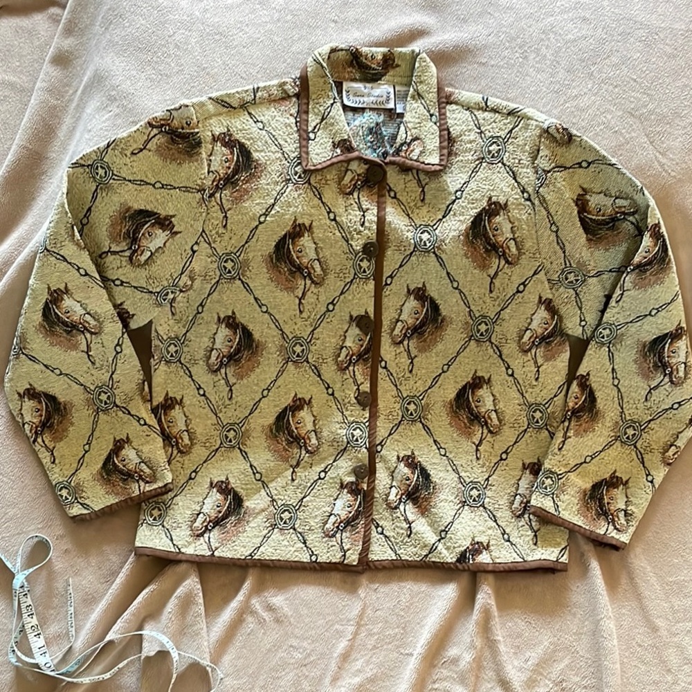 Aa Studio Cream and Brown Blazer Equestrian-Inspired